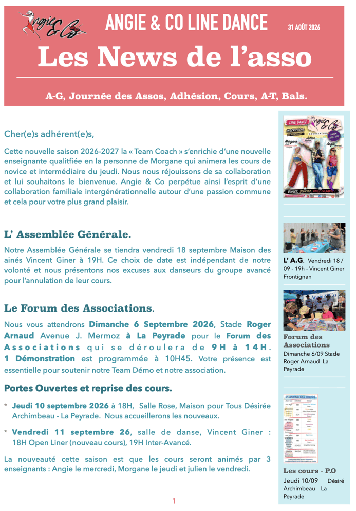 2026 27 les news de l asso la rentre e 1